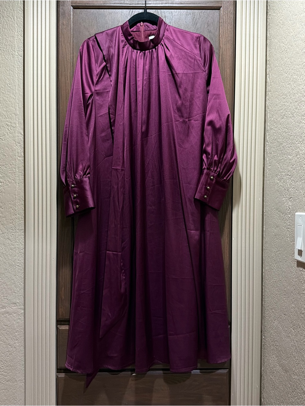 Women's Long Sleeve Midi Dress - Plum